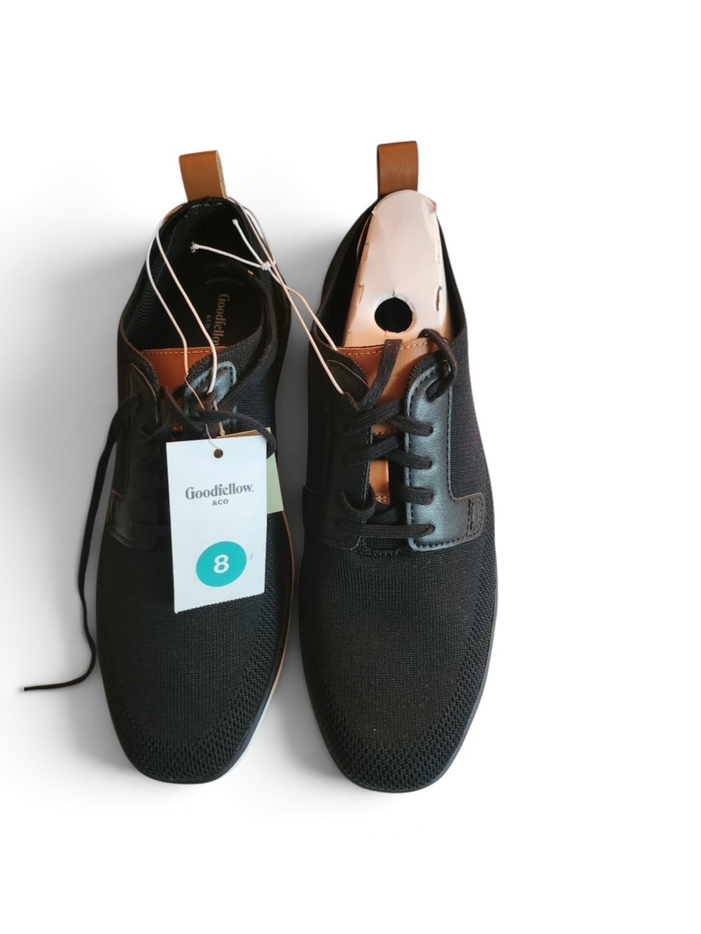 Goodfellow & Co Black Knit Sneakers with Brown Pull Tabs